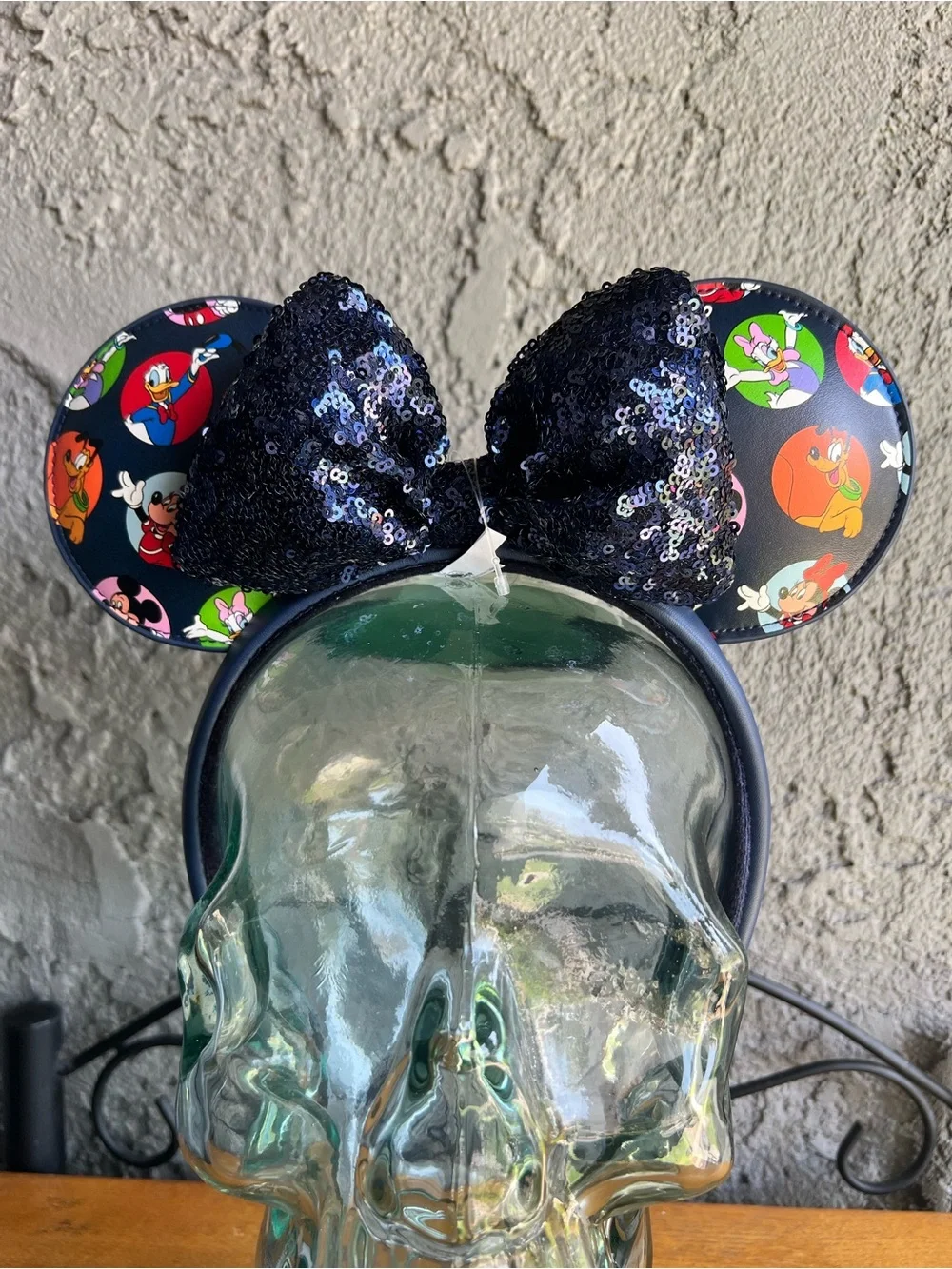 Mickey & Friends Sequined Bow Navy Blue Ears Headband